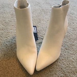 White Ankle Boots Stiletto Heel Faux Vegan leather